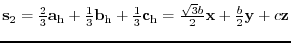 ${\bf s}_{2} = \frac{2}{3} {\bf a}_{\rm h} +
\frac{1}{3} {\bf b}_{\rm h} + \fr...
...{\bf c}_{\rm h}
= \frac{\sqrt{3}b}{2} {\bf x} + \frac{b}{2} {\bf y} + c {\bf z}$