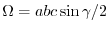 $\Omega=abc\sin{\gamma}/2$