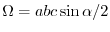 $\Omega=abc\sin{\alpha}/2$