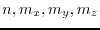 $n, m_{x}, m_{y}, m_{z}$